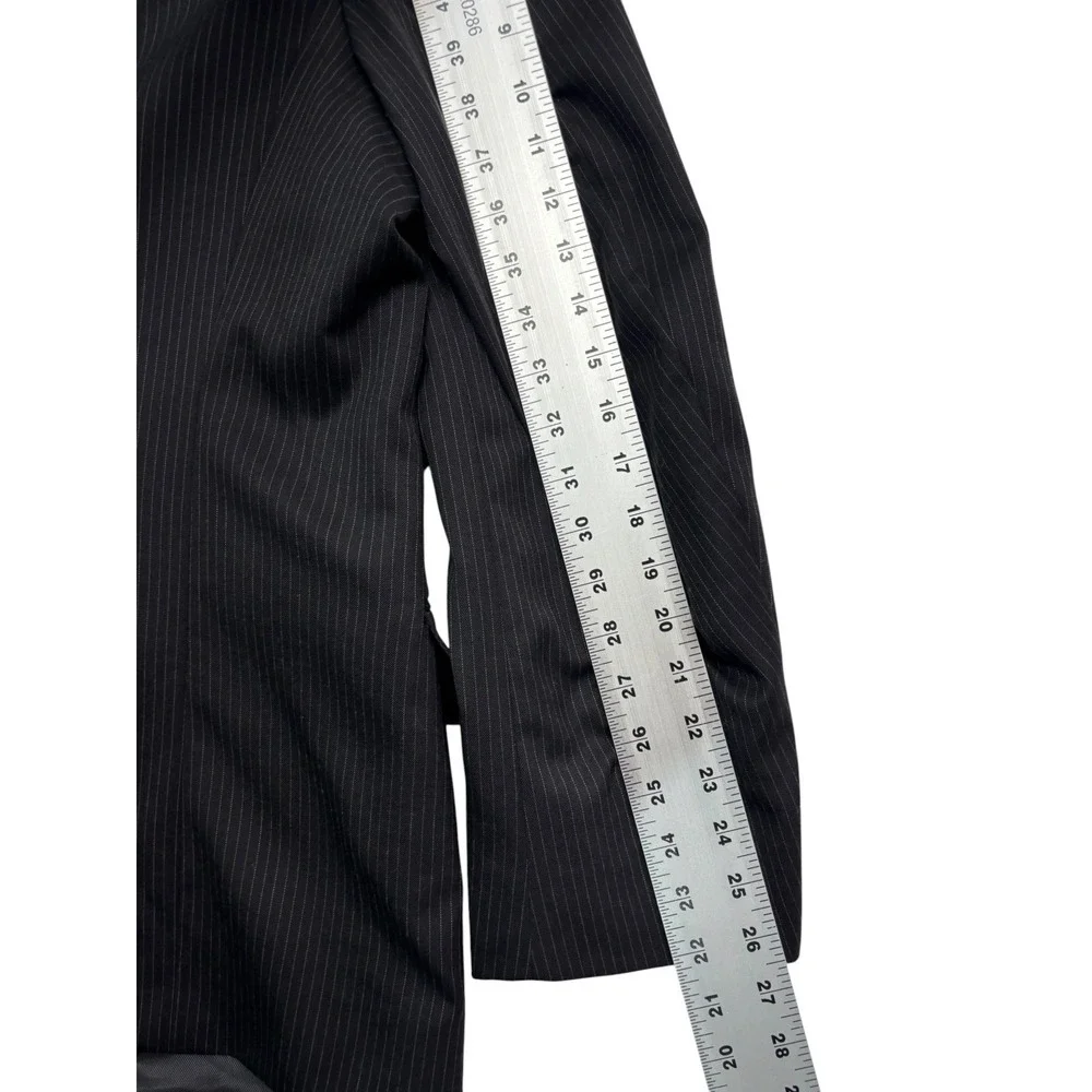 Stafford 52R 44x30 Black Pinstripe 2pc Pant Suit 100% Wool Classic Fit Mens
